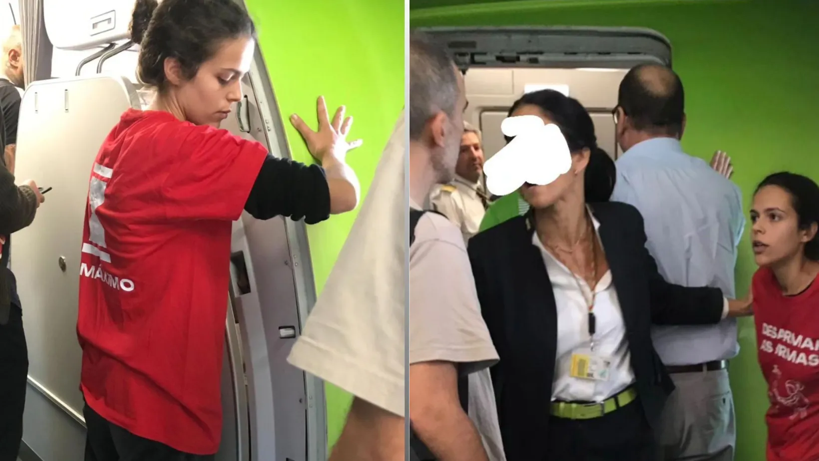 Ativista Do Grupo Climaximo Cola Se A Aviao Da Tap Com Ligacao Entre Lisboa E Porto