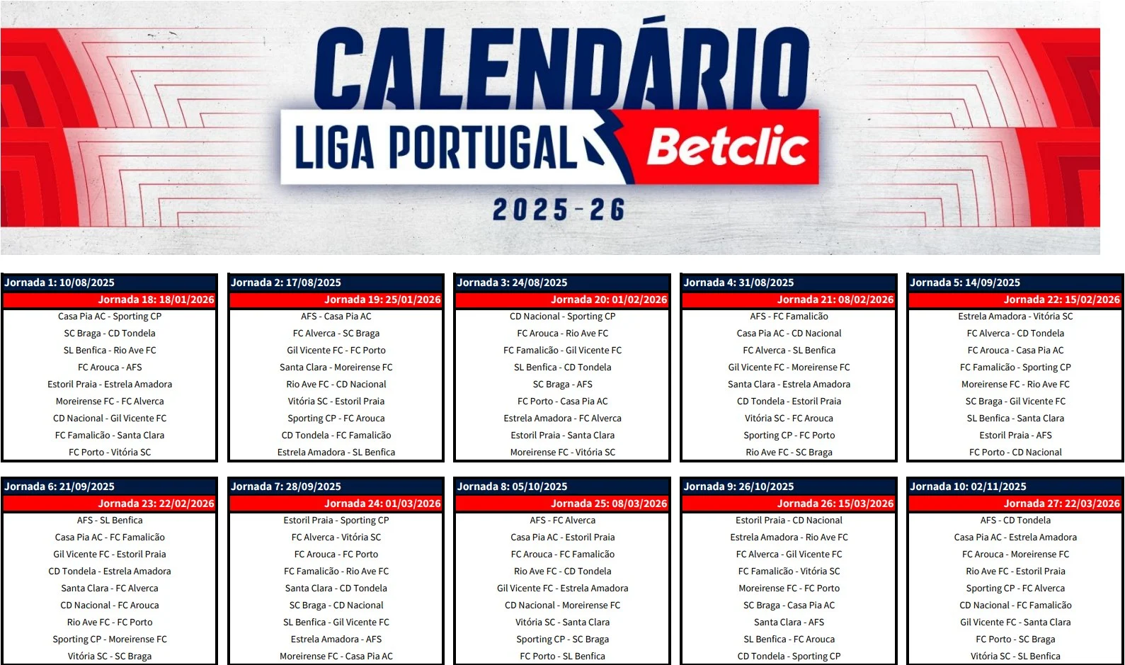 Calendaria Liga